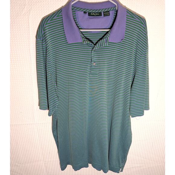 Bobby Jones XXL Polo Shirt Purple Green Stripe Pima Cotton Peruvian Golf Mens - Picture 1 of 5